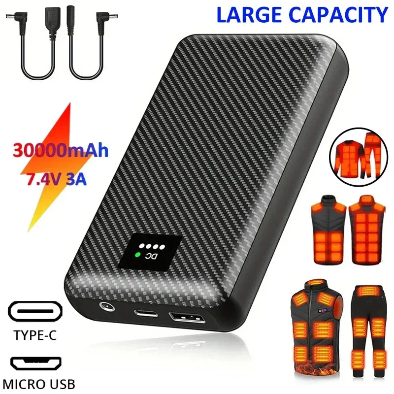 External Battery 30000mAh DC for Heated Vests and Jackets