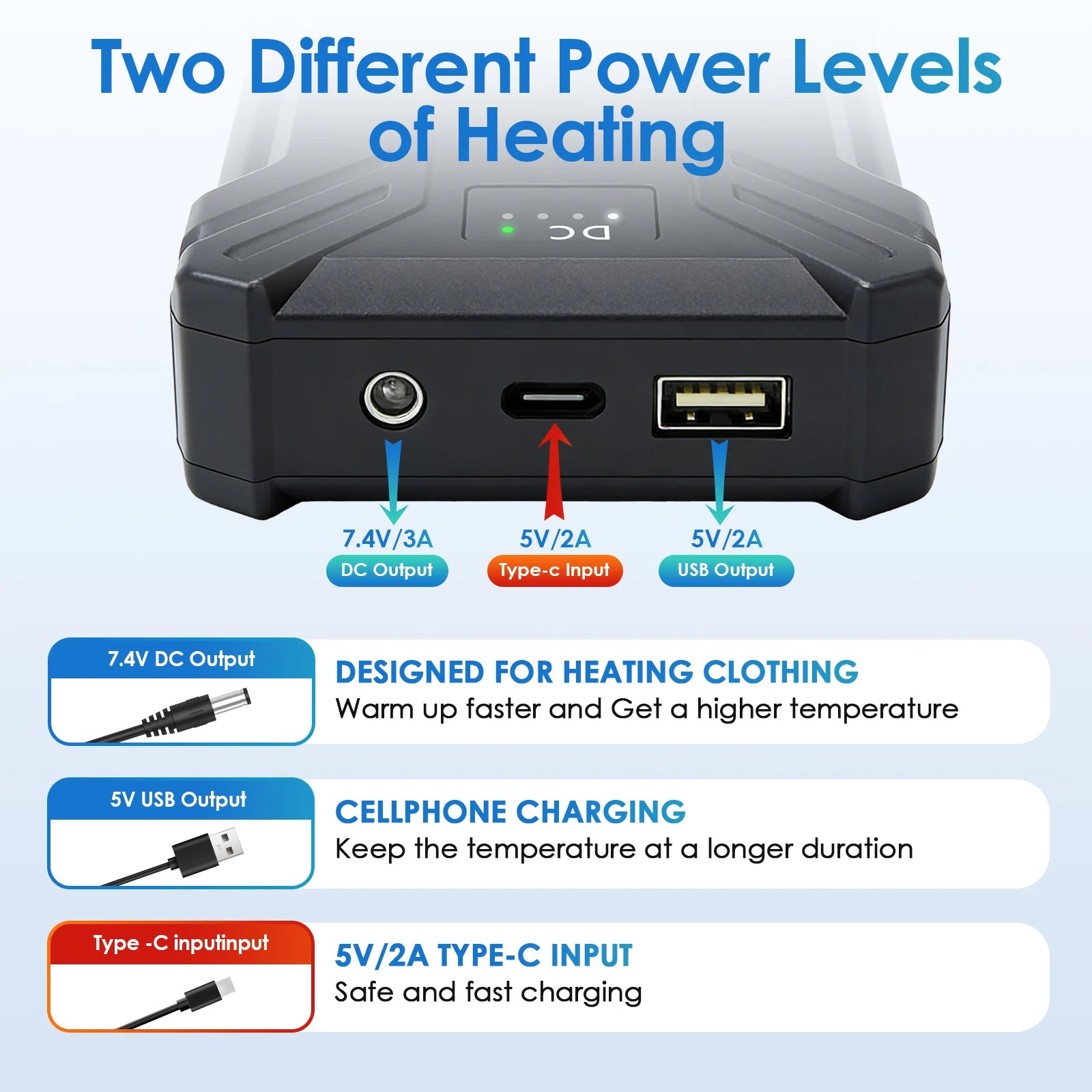 External Battery 30000mAh DC for Heated Vests and Jackets
