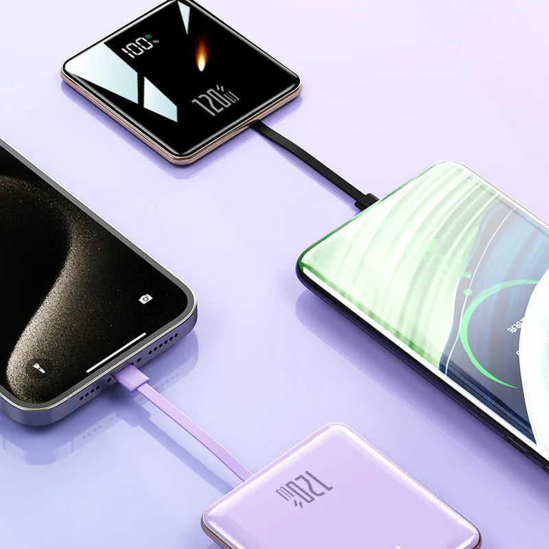 Power Bank Ultra-Thin 20000mAh with Built-in USB-C Cable