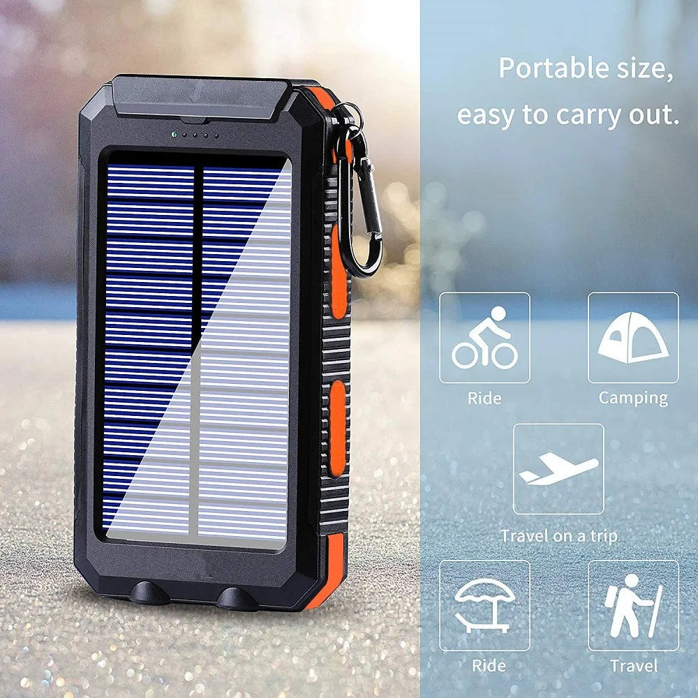 Batería externa solar de 80000 mAh con linterna LED para smartphones